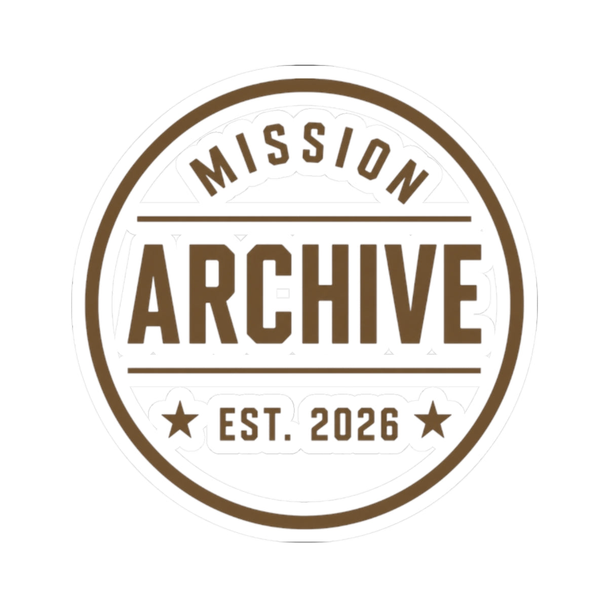 Archive Logo Kiss-Cut Sticker — Vintage Mission Emblem Sticker (Est. 2026)