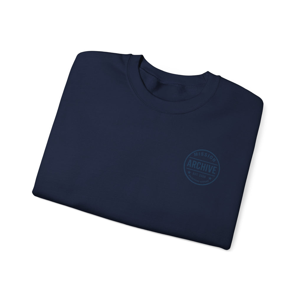 Archive Seal Crewneck Sweatshirt — Minimal Vintage Logo Pullover