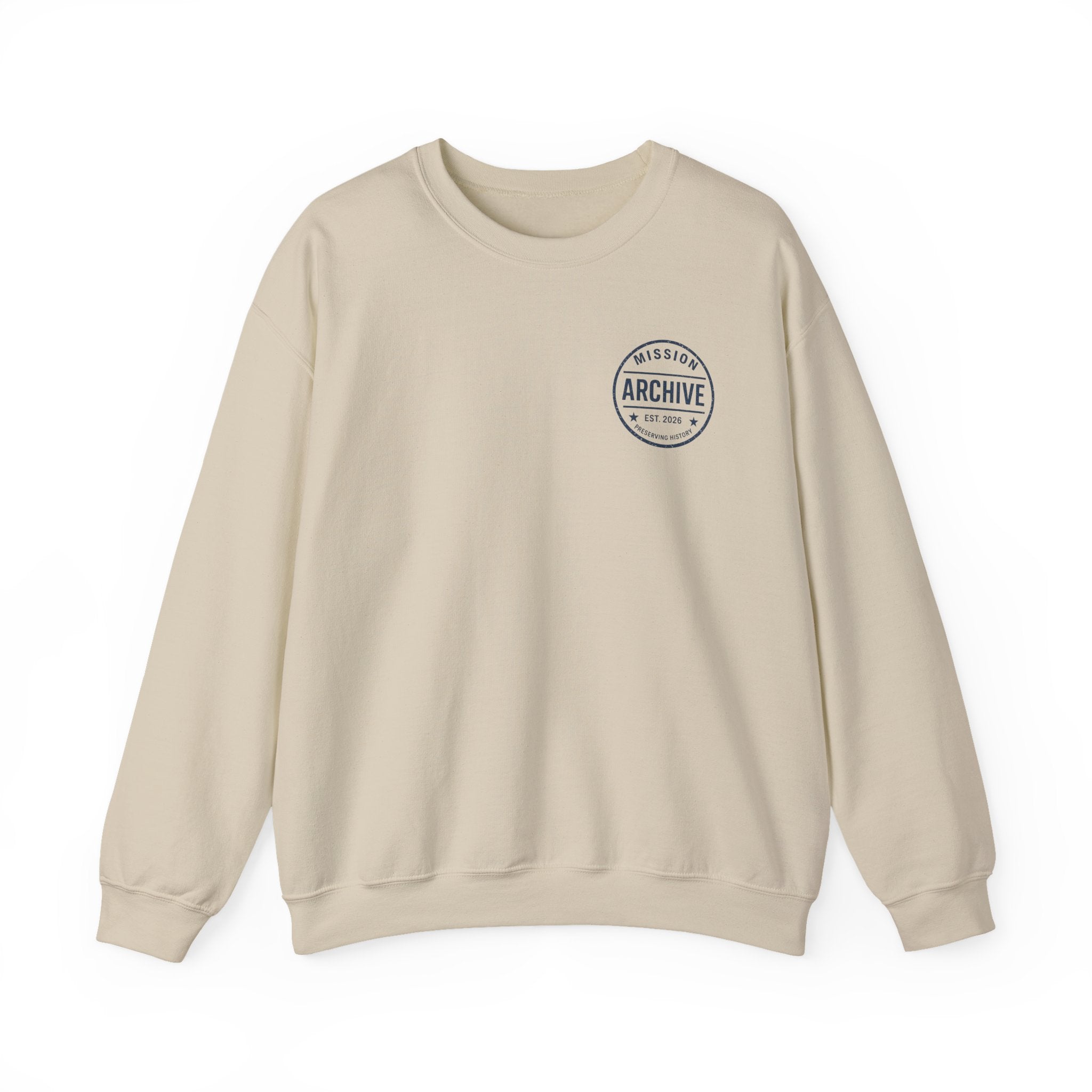 Archive Seal Crewneck Sweatshirt — Minimal Vintage Logo Pullover