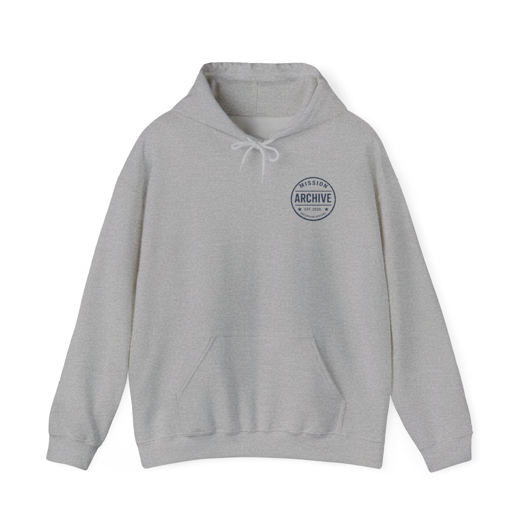 Archive Logo Hoodie — Minimal Vintage Circle Print Sweatshirt