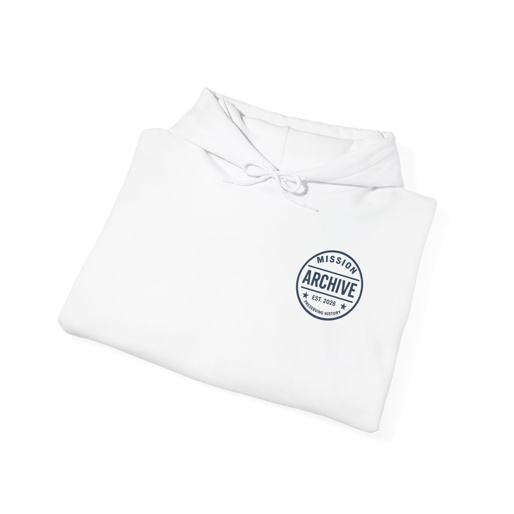 Archive Logo Hoodie — Minimal Vintage Circle Print Sweatshirt
