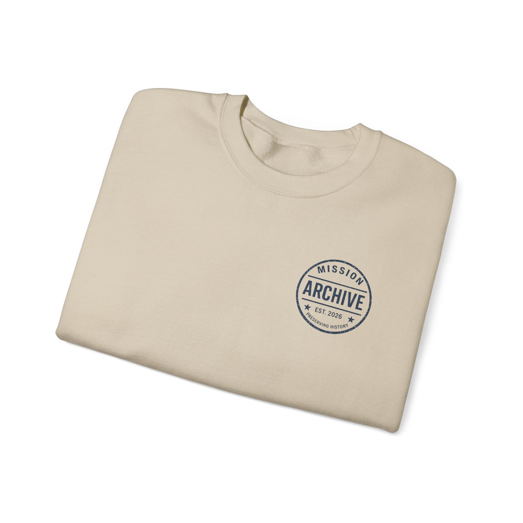 Archive Seal Crewneck Sweatshirt — Minimal Vintage Logo Pullover