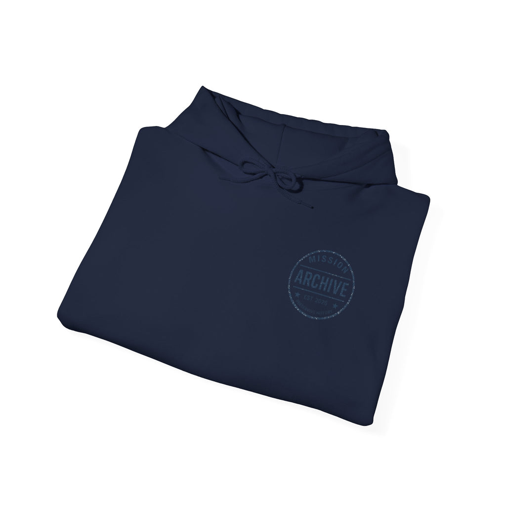Archive Logo Hoodie — Minimal Vintage Circle Print Sweatshirt
