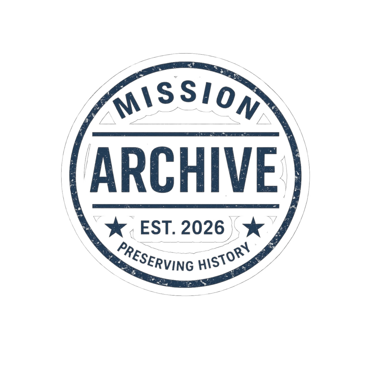 Mission Archive Round Sticker — 'Mission Archive Est. 2026' Kiss-Cut Laptop Decal