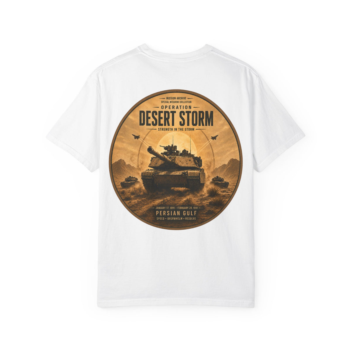 Desert Storm Military Tank T-Shirt — Persian Gulf Operation Graphic Tee