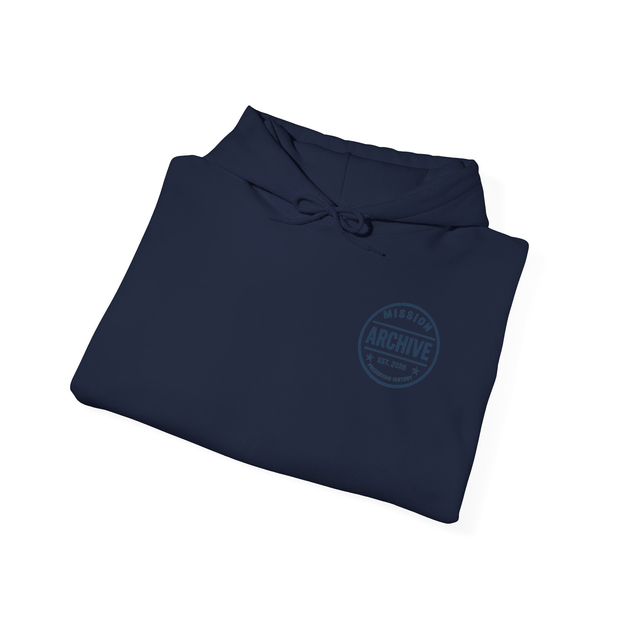 Archive Logo Hoodie — Minimal Vintage Circle Print Sweatshirt