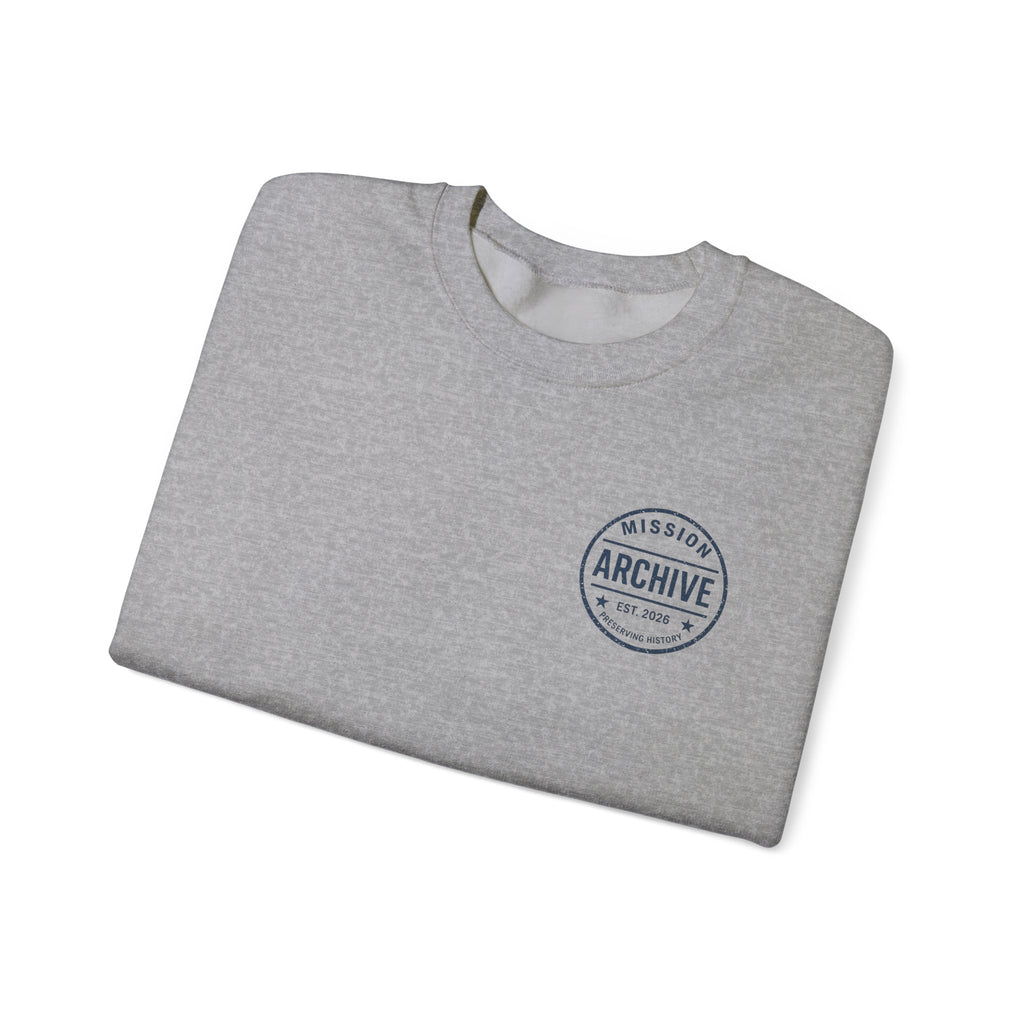 Archive Seal Crewneck Sweatshirt — Minimal Vintage Logo Pullover