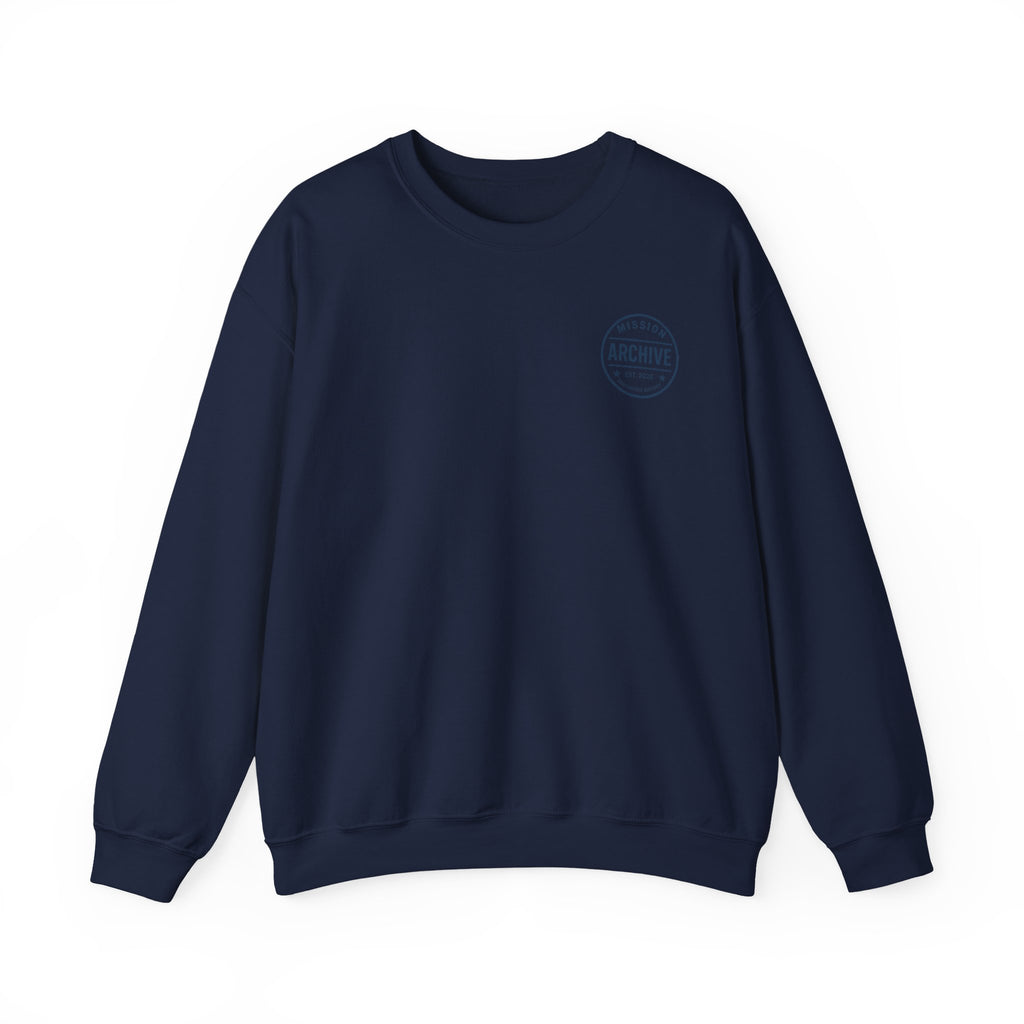 Archive Seal Crewneck Sweatshirt — Minimal Vintage Logo Pullover