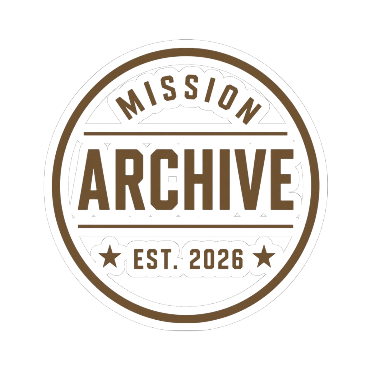 Archive Logo Kiss-Cut Sticker — Vintage Mission Emblem Sticker (Est. 2026)