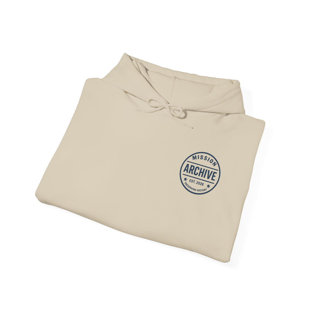 Archive Logo Hoodie — Minimal Vintage Circle Print Sweatshirt