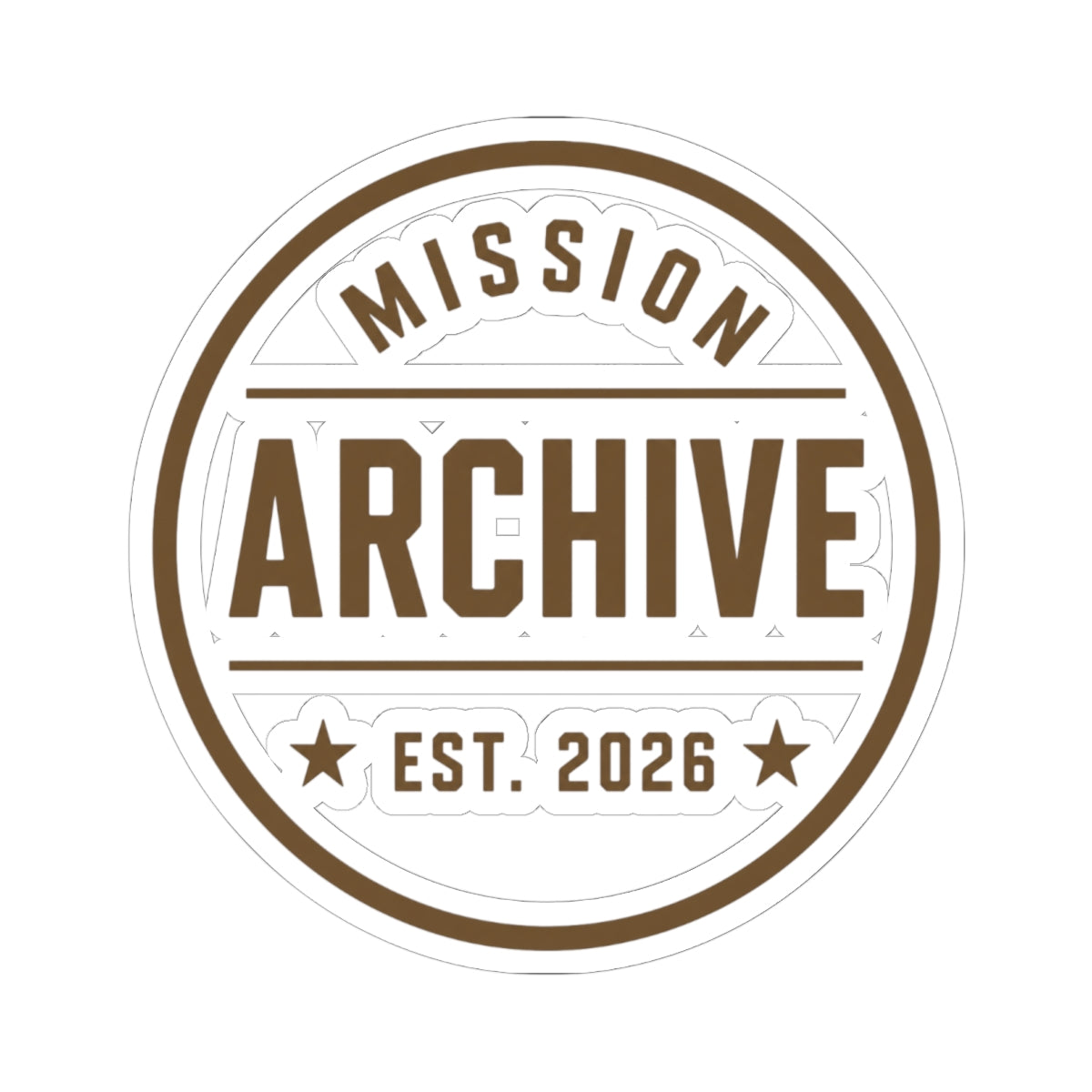 Archive Logo Kiss-Cut Sticker — Vintage Mission Emblem Sticker (Est. 2026)