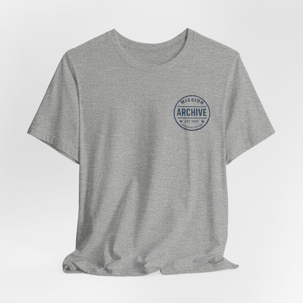 Archive Club Chest Logo T‑Shirt — Minimal Vintage Badge Tee