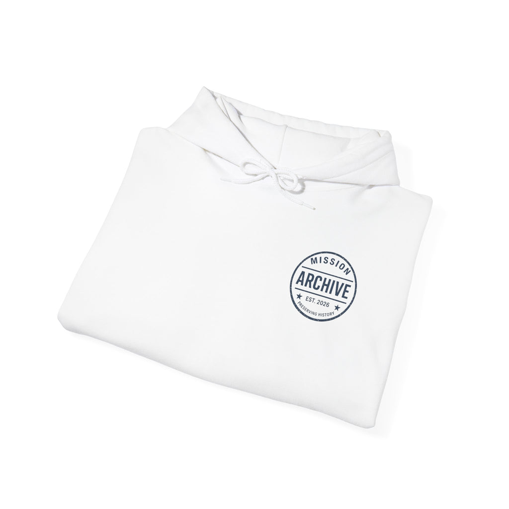 Archive Logo Hoodie — Minimal Vintage Circle Print Sweatshirt