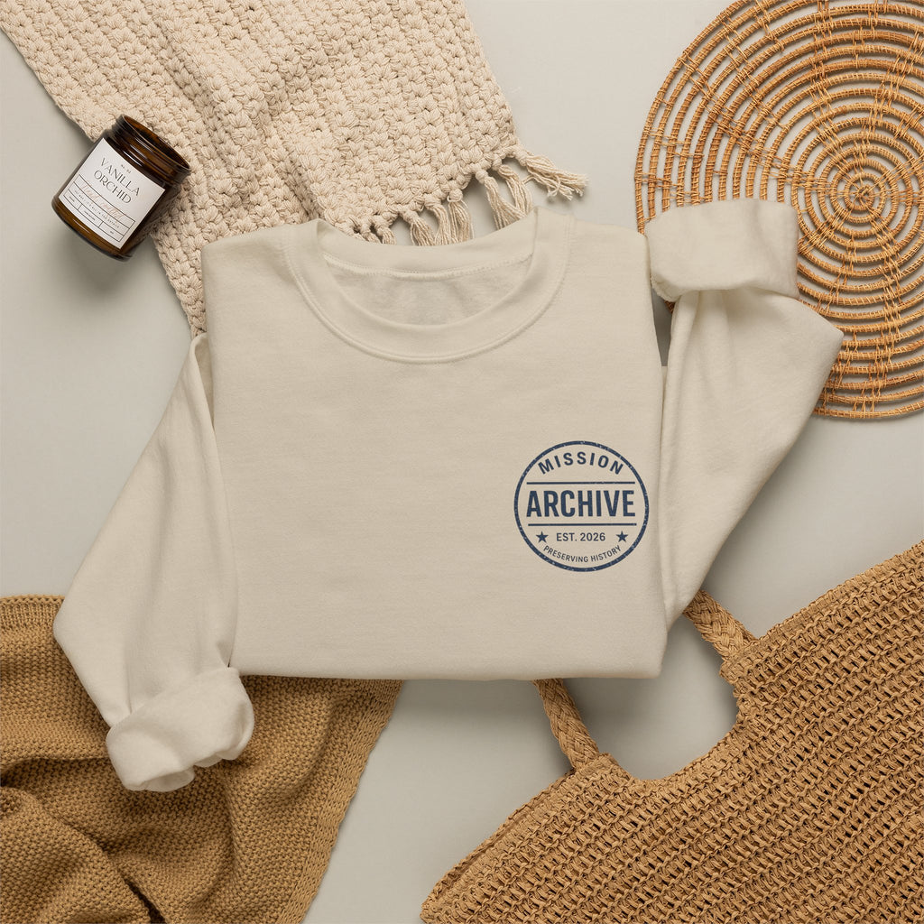 Archive Seal Crewneck Sweatshirt — Minimal Vintage Logo Pullover