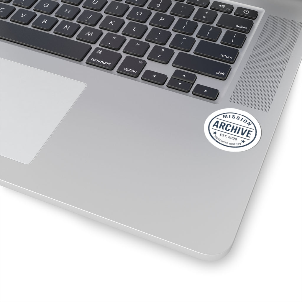 Mission Archive Round Sticker — 'Mission Archive Est. 2026' Kiss-Cut Laptop Decal