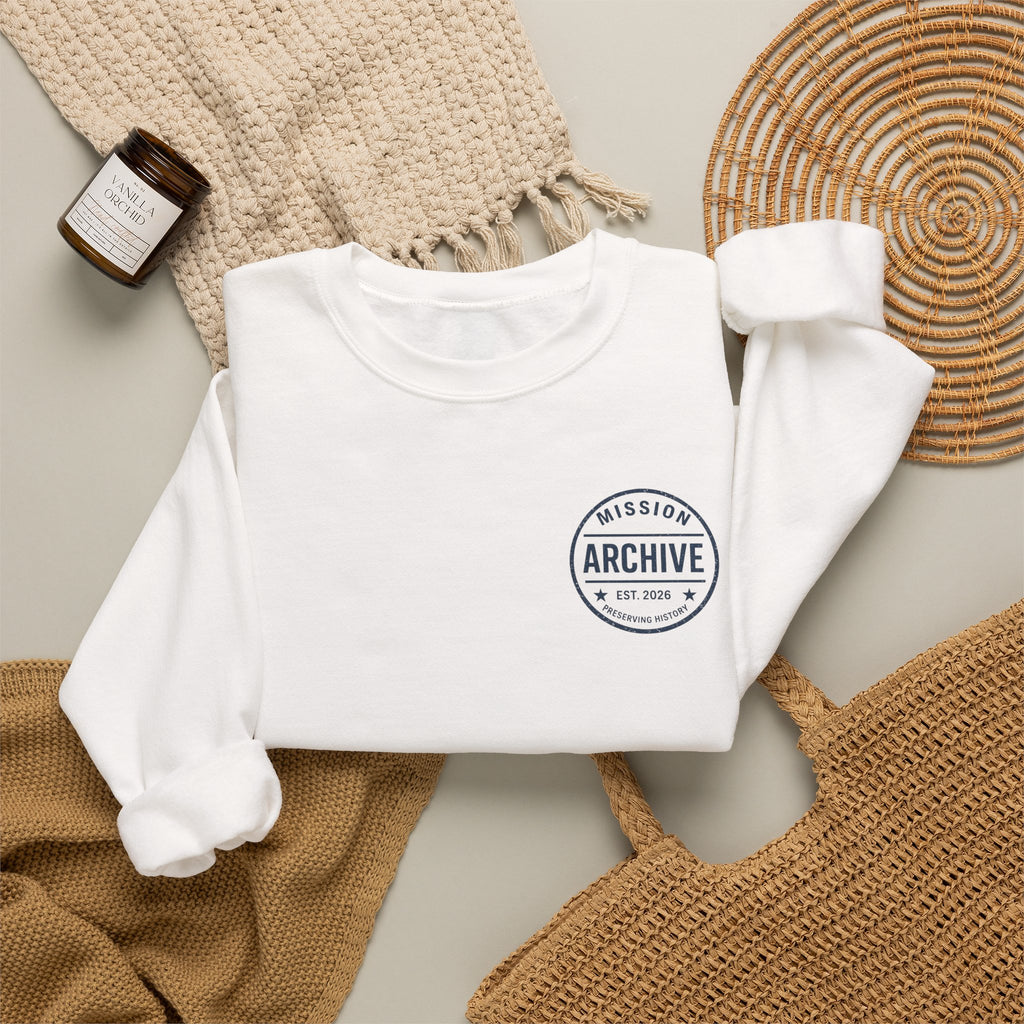 Archive Seal Crewneck Sweatshirt — Minimal Vintage Logo Pullover