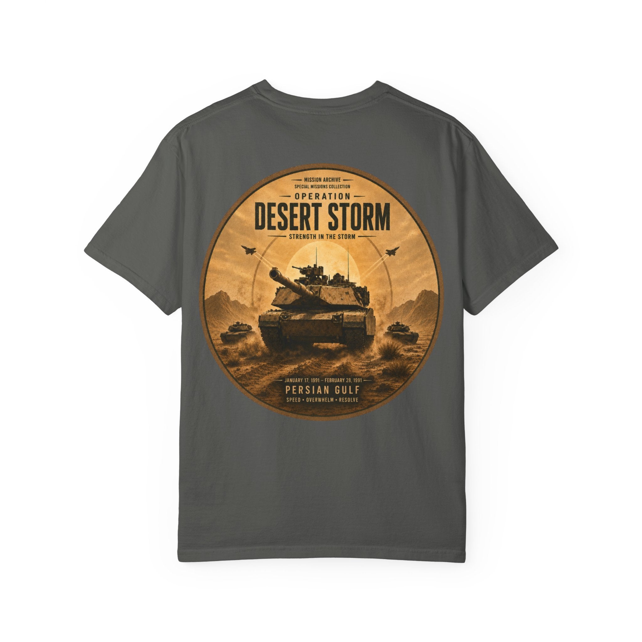 Desert Storm Military Tank T-Shirt — Persian Gulf Operation Graphic Tee