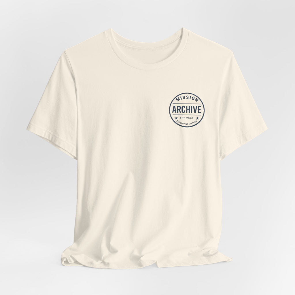 Archive Club Chest Logo T‑Shirt — Minimal Vintage Badge Tee
