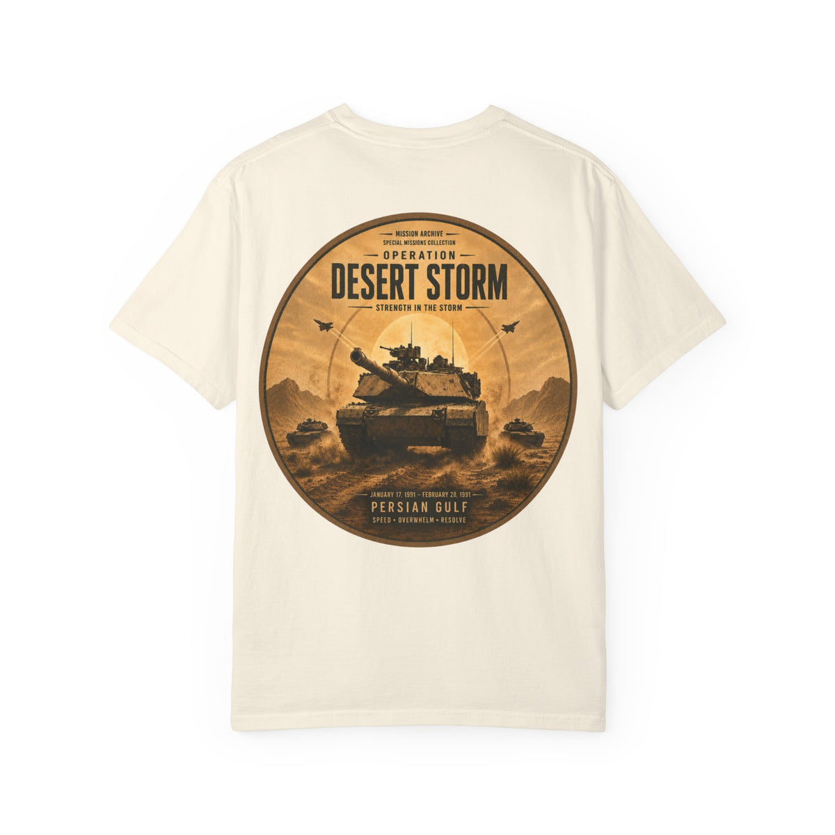 Desert Storm Military Tank T-Shirt — Persian Gulf Operation Graphic Tee