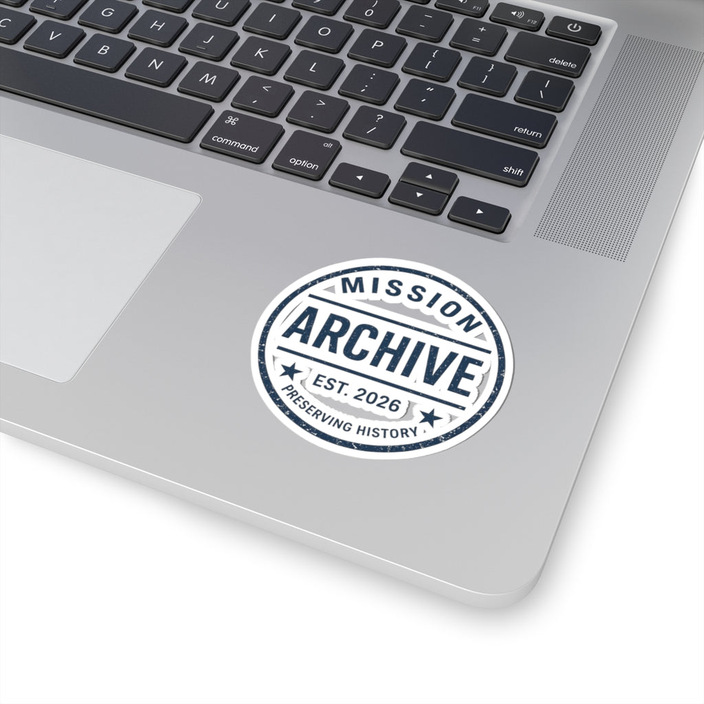 Mission Archive Round Sticker — 'Mission Archive Est. 2026' Kiss-Cut Laptop Decal