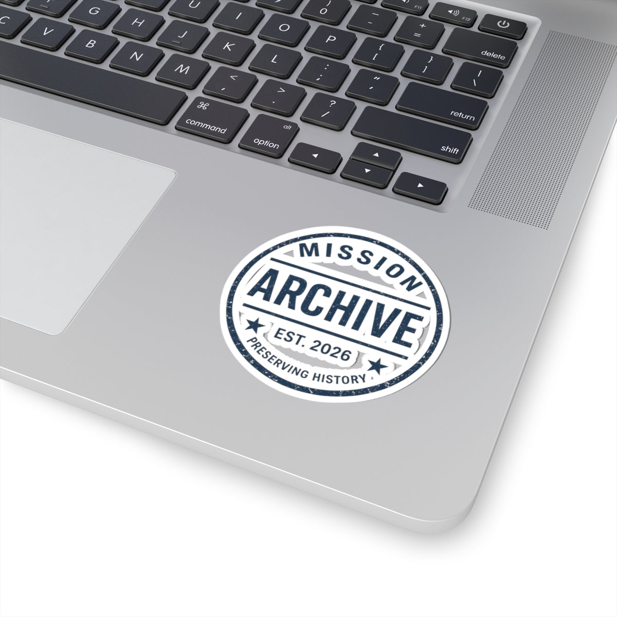 Mission Archive Round Sticker — 'Mission Archive Est. 2026' Kiss-Cut Laptop Decal
