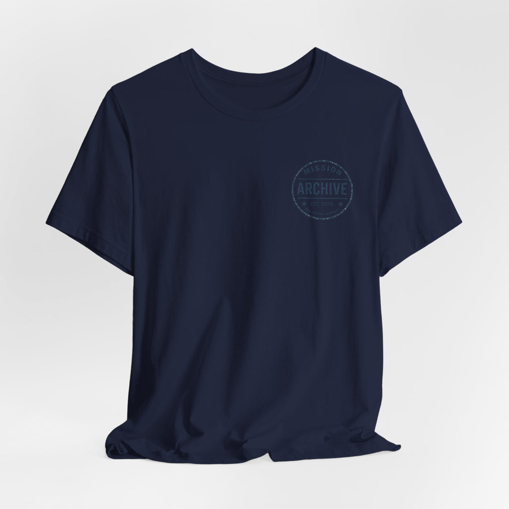Archive Club Chest Logo T‑Shirt — Minimal Vintage Badge Tee