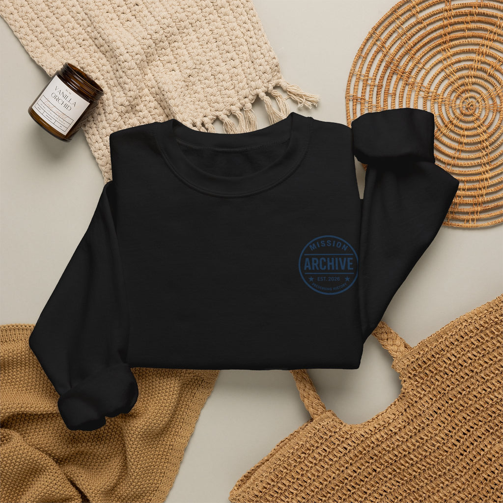 Archive Seal Crewneck Sweatshirt — Minimal Vintage Logo Pullover
