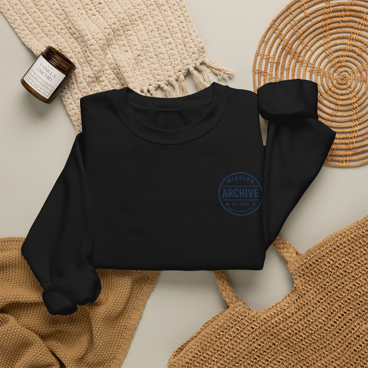 Archive Seal Crewneck Sweatshirt — Minimal Vintage Logo Pullover