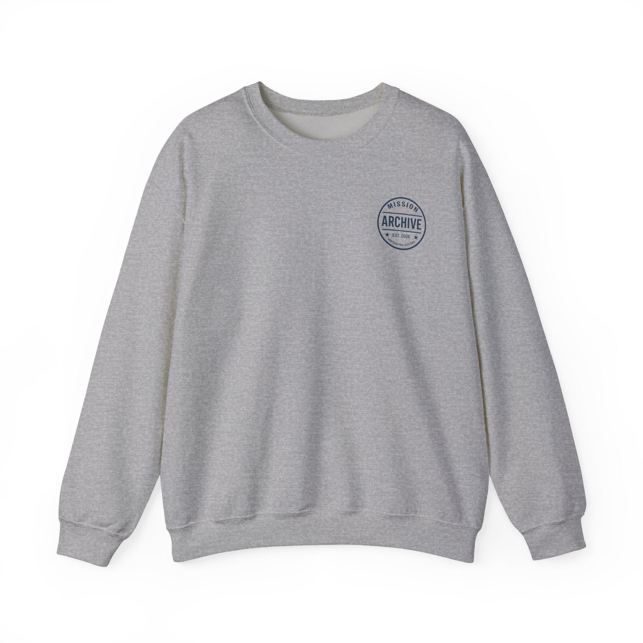 Archive Seal Crewneck Sweatshirt — Minimal Vintage Logo Pullover