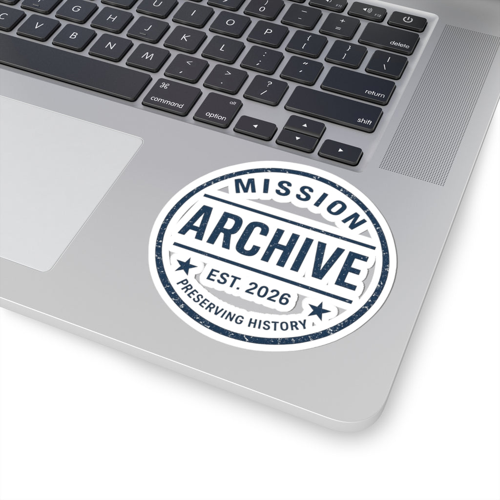 Mission Archive Round Sticker — 'Mission Archive Est. 2026' Kiss-Cut Laptop Decal