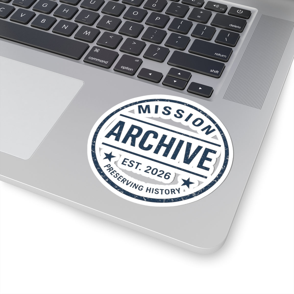 Mission Archive Round Sticker — 'Mission Archive Est. 2026' Kiss-Cut Laptop Decal