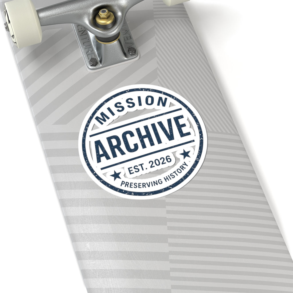 Mission Archive Round Sticker — 'Mission Archive Est. 2026' Kiss-Cut Laptop Decal
